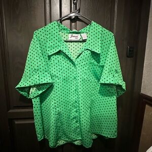 Joanna Green and Black Polka Dot Blouse